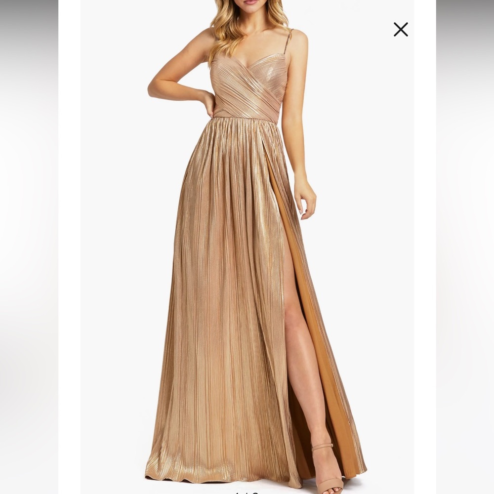 Metallic A-Line Gown by Mac Duggal